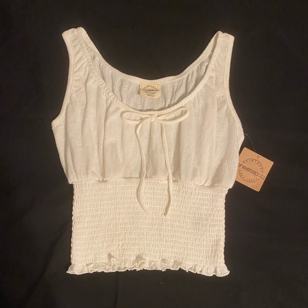 Cream Cropped Tank Top